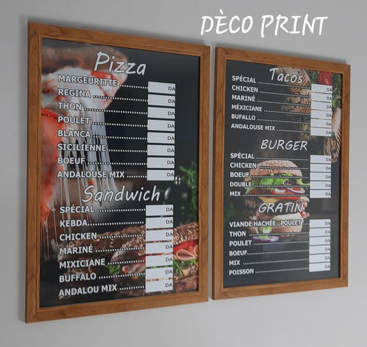 تابلوهات زجاجية خاصة بمطعم اكل سريع