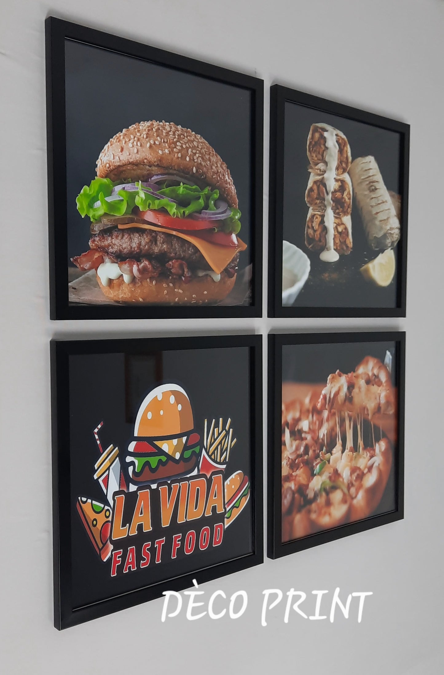 تابلوهات زجاجية خاصة بمطعم اكل سريع