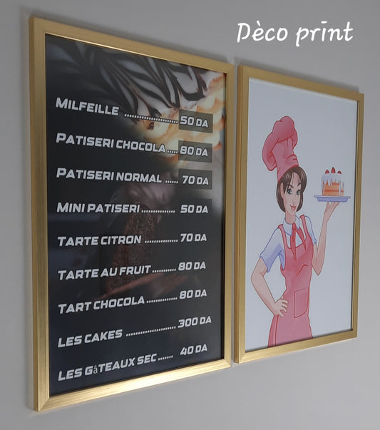 تابلوهات حلويات وباتيسري بواجهة زجاج 🍰