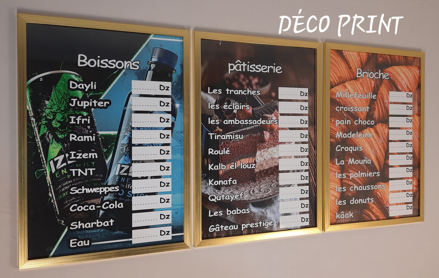 تابلوهات حلويات وباتيسري بواجهة زجاج 🍰