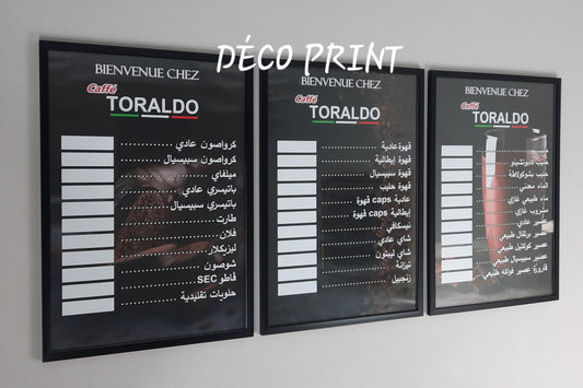 تابلوهات اسعار  مقاهي  بواجهة زجاج أنيقة